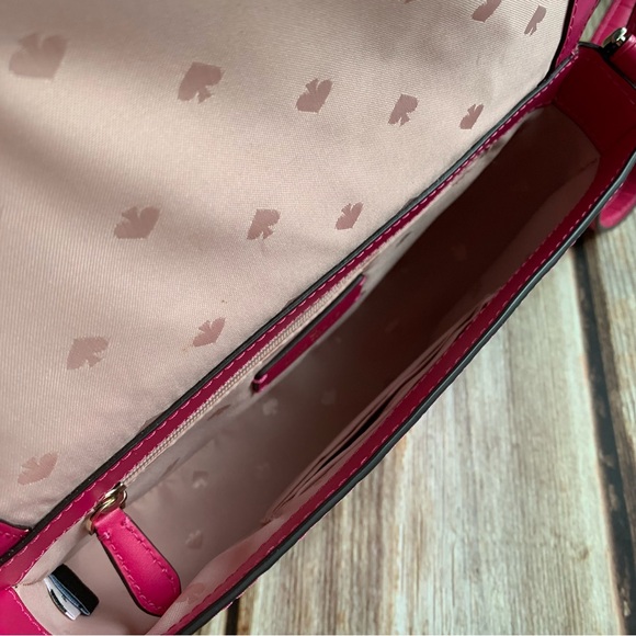 Kate Spade Luna Croc Embossed Crescent Crossbody Festive Pink - Picture 6 of 12